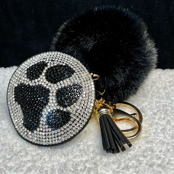 🐾🖤furry purse bling key chain with rhinestone accent-novelty - Picture 7 of 9